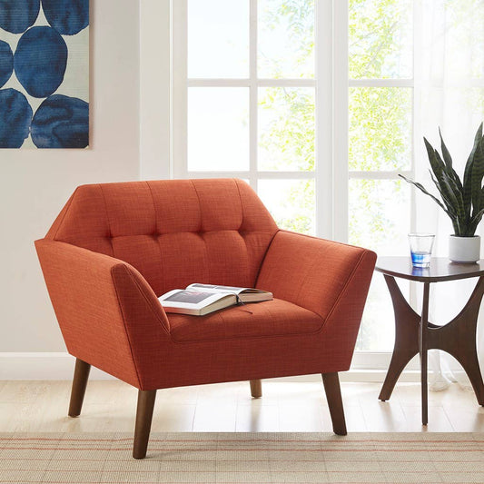 Modern Mid-Century Accent Arm Chair, Spice Red *