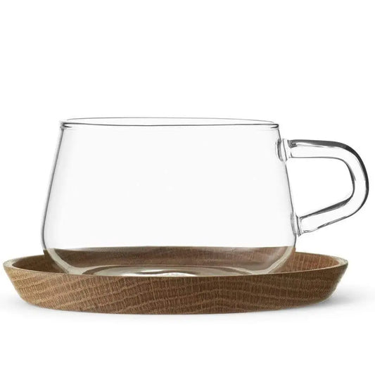 Viva Classic Glass Tea Cup & Bamboo Saucer Set