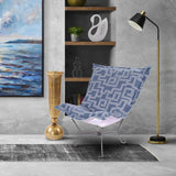 Indoor/Outdoor Puff Scroll Ottoman Syros Denim Cover Only