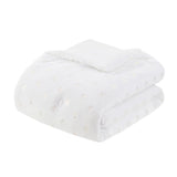 Gold Metallic Printed Plush Comforter Set, White