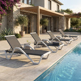 PURPLE LEAF Patio Chaise Lounge Plastic Pool Outdoor Lounge Chair with Aluminum Frame Stackable Patio Tanning Chairs for Poolside Sunbathing Beach Deck Yard