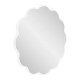 Kushi Round Scalloped Edge Mirror in Glossy White