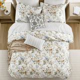 5 Piece 300TC Cotton Sateen Floral Print Duvet Set