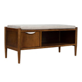 Accent Bench with Storage and Upholstered Cushion, Walnut