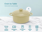 Kook Mini Ceramic Casserole Dishes with Lids, 4-Pack