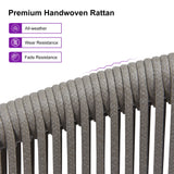 PURPLE LEAF Patio Bar Stools Set of 2 Outdoor Wicker Modern High Bar Chairs Metal Cushioned Barstools with Backs and Ergonomic Armrest