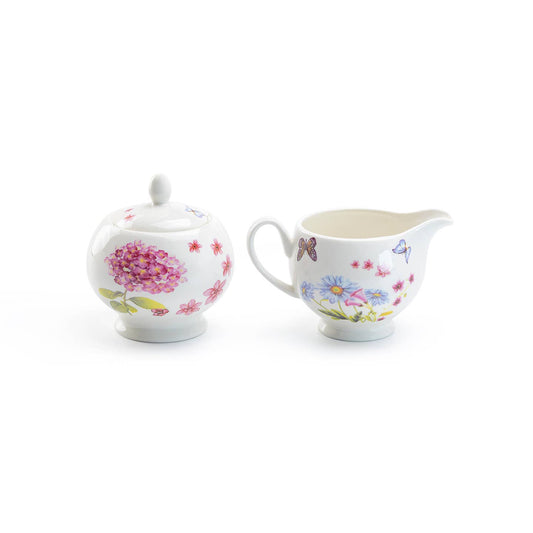 Grace Teaware Hydrangea Butterfly Sugar & Creamer Set