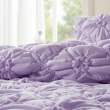 Bowtie Lightweight Puffy Floral Comforter Set, Purple