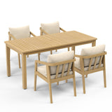 Acacia Wood Outdoor Dining Set with Umbrella Hole