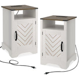 Nightstand with Charging Station Wooden End Table