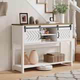 Console Table with Storage Shelf & Sliding Barn Door