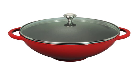 Chasseur French Enameled Cast Iron Wok with Glass Lid