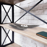 Chiseled Texture Black Iron Elongated Tray- Small