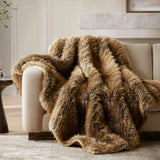 Animal Print Inspired Faux Fur Throw Blanket, Bobcat