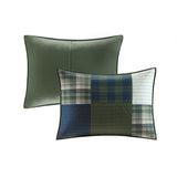 2 Piece Patchwork Oversized Cotton Quilt Set, Green
