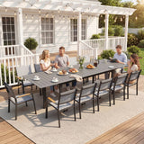 12-Person All-Aluminum Patio Dining Set, Extendable Table