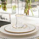 Classic Glass Cup & Saucer Set with Gold Trim