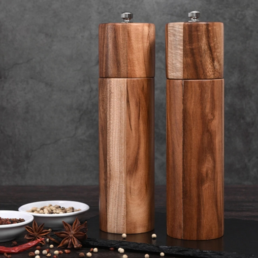 Wooden Salt and Pepper Grinders Set Manual Mills