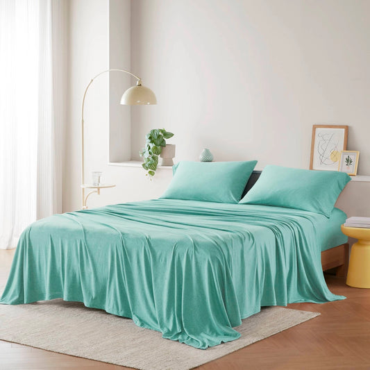 Jersey Knit All Season Sheet Set, Aqua