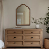 Scalloped Wood Framed Wall Mirror, Brown