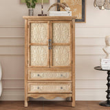 Carved Pattern Pantry Organizer, Farmhouse Sideboard Cabinet