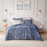 Crushed Velvet 4-Piece Comforter or Duvet Cover Set, Blue
