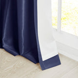 Twist Tab Faux Silk Window Panel, Navy Blue