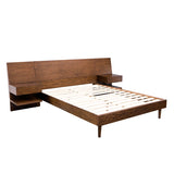 Poplar Solid Wood Bed with 2 Nightstands, Pecan*
