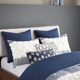 Tufted 3-Piece Comforter or Duvet Cover Set, Navy Blue