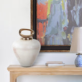 Reza Glass Urn with Ornate Metal Top- Large