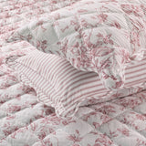 Vintage Inspired Floral Microfiber Quilt Set, Pink