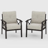 2 Pieces Outdoor All-Weather Patio Metal Armchair
