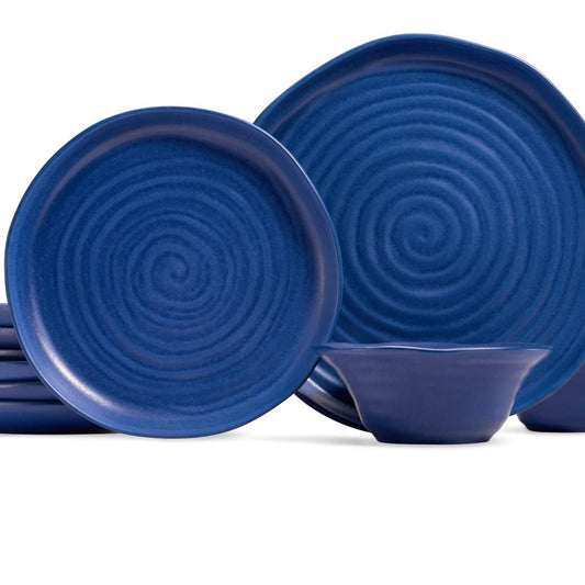 Kook Navy Ceramic Dinnerware Set, 12-Piece