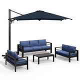 5-Piece Aluminum Patio Set with Umbrella and Loveseats