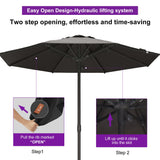 PURPLE LEAF Luxury Market Umbrella 1.9"/2.4"/3.1" Pole Commercial Hydraulic Semi-Automatic Umbrella