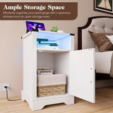 Led Nightstand Set of 2 with Charging Station, Wooden