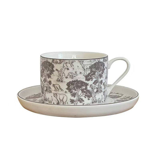 Forest Theme Ceramic Coffee Cup & Saucer Set