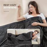 Lightweight Down Alternative Blanket with Satin Trim, Black