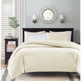 3 Piece Reversible Cottage Quilt Set, Cream