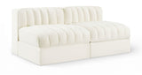 Rummi - Velvet Performance Fabric Upholstered 2 Piece Modular Armless Loveseat