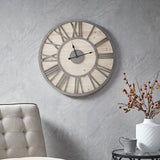 Grey Wooden Wall Clock with Roman Numerals