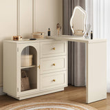 59” Large Extendable Makeup Vanity Desk, Corner Vanity Table