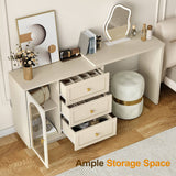 59” Large Extendable Makeup Vanity Desk, Corner Vanity Table