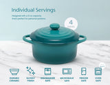 Kook Mini Ceramic Casserole Dishes with Lids, 4-Pack