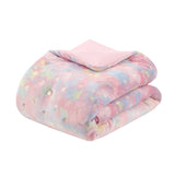 Gold Metallic Printed Plush Comforter Set, Pink