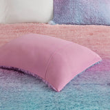 Ombre Shaggy Faux Fur Comforter Set Ombre, Purple