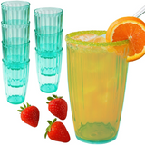 21 oz Teal Ribbed Acrylic Cups Set of 8