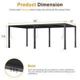 12'x20' Adjustable Louvered Pergola For Patio, Aluminum