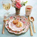 Pink Floral Brunch 62-Piece Disposable Tableware Set