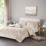 Velvet Quilted Diamond Comforter Set, Champagne